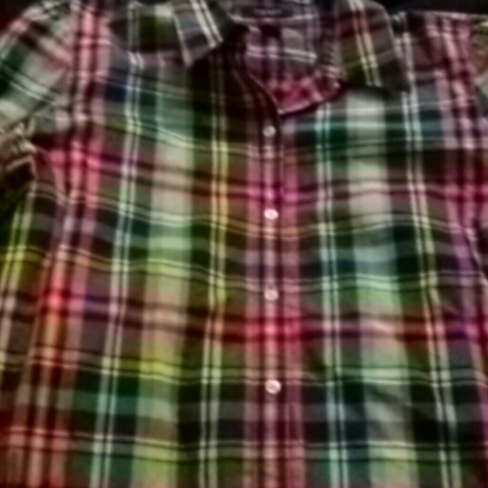 Chaps 3/4 sleeve plaid shirt
